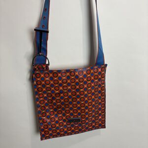 Hadaki Scoop Sling Shoulder Bag Orange Blue Geometric Circle Adjustable Strap